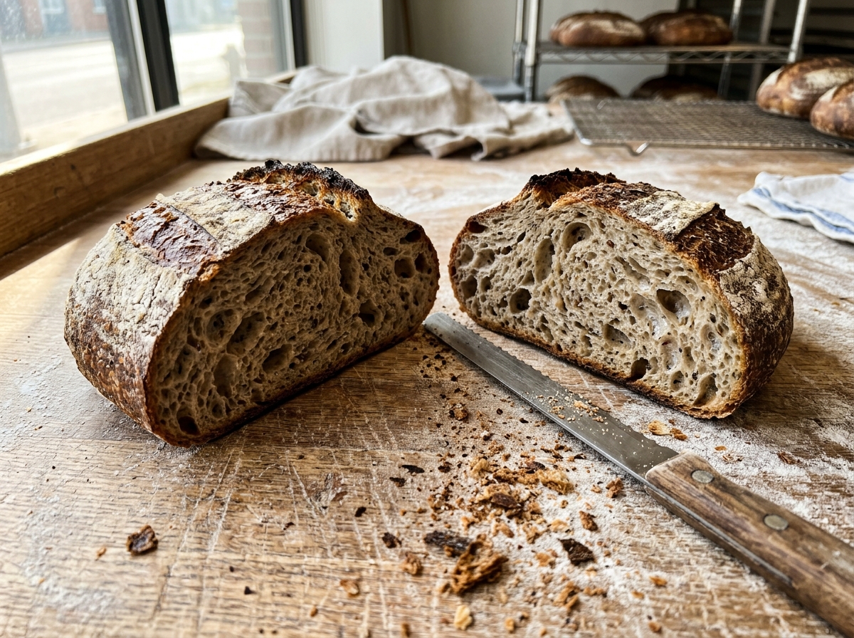 Miga alveolada de pan de einkorn
